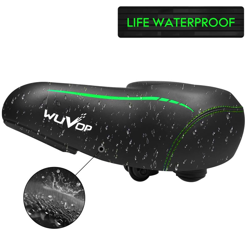 WUVOP Oversized Bike Seat  Wide Bicycle Seat for Women Men Comfort  Universal Waterproof Bike Saddle Replacement with Safety Reflective Strip for Peloton  Exercise Bikes  Cruiser  City Bikes - Image 4